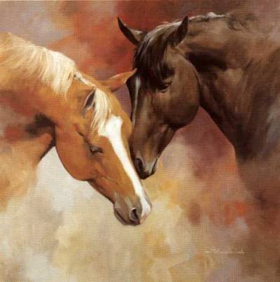 Лошадиная пара (на подушку) - пара, любовь, животные, лошади, подушка - оригинал