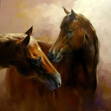 Схема вышивки «Лошадиная пара 3 (на подушку)»