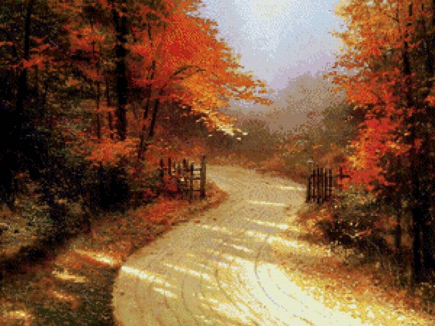 Последняя осень - осень деревья пейзаж дорога - предпросмотр