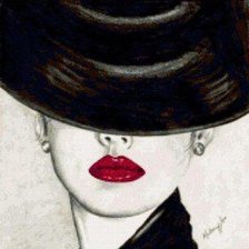 Оригинал схемы вышивки «дама в шляпе» (№663394)