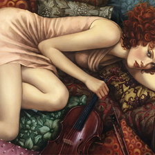 Схема вышивки «donna con violino»