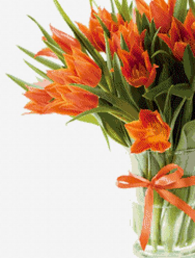 Огненные тюльпаны. - букет, огонь, цветы, тюльпаны - предпросмотр