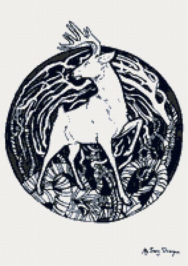 олень - стилизация, олень, монохром - предпросмотр