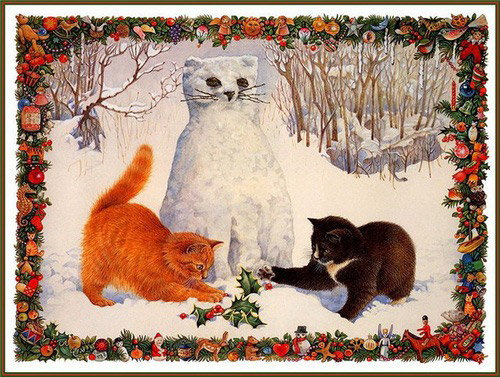 зимние игры - котики, зима, коты - оригинал