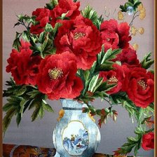 Оригинал схемы вышивки «красные цветы» (№664721)