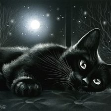 Оригинал схемы вышивки «Черный кот» (№665523)