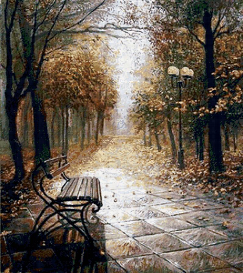 осень в парке - деревья, лес, осень, пейзаж, листья - предпросмотр