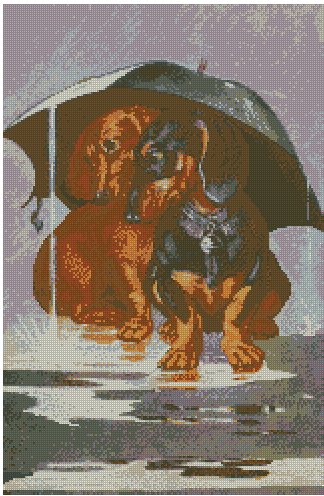 таксы под зонтом - оригинал