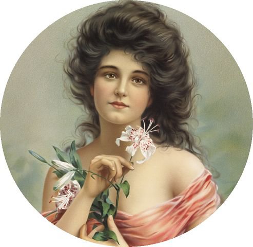 две лилии - девушка, портрет, ретро, цветок, лилия - оригинал