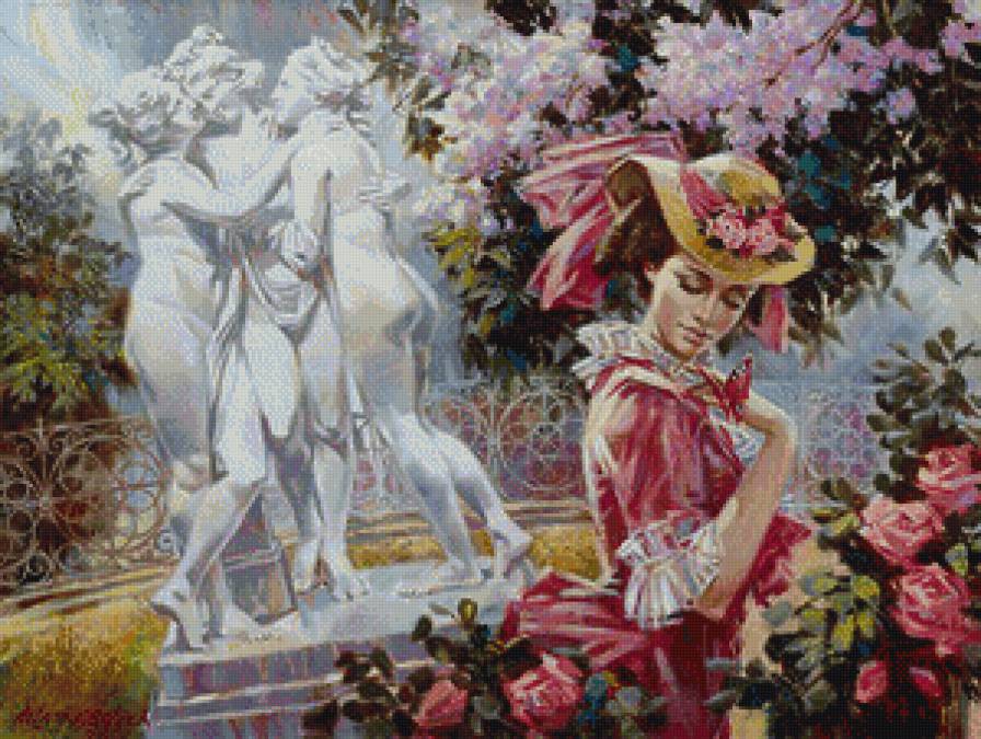 красота - прогулка, сад, ретро, портрет, цветы, девушка, красота - предпросмотр