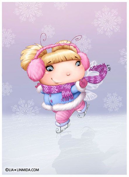 феечка-зима - сказка, детское, фея, снежинки, зима, коньки - оригинал