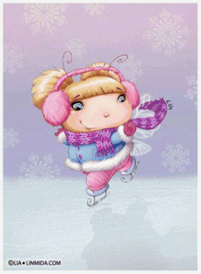 феечка-зима - детское, зима, снежинки, коньки, фея, сказка - предпросмотр