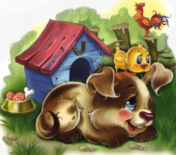 друзья - детское, цыпленок, щенок - оригинал