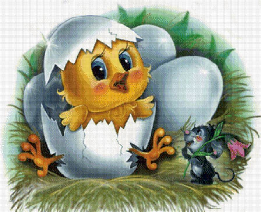 с днем рождения - мышка, цыпленок, детское - предпросмотр