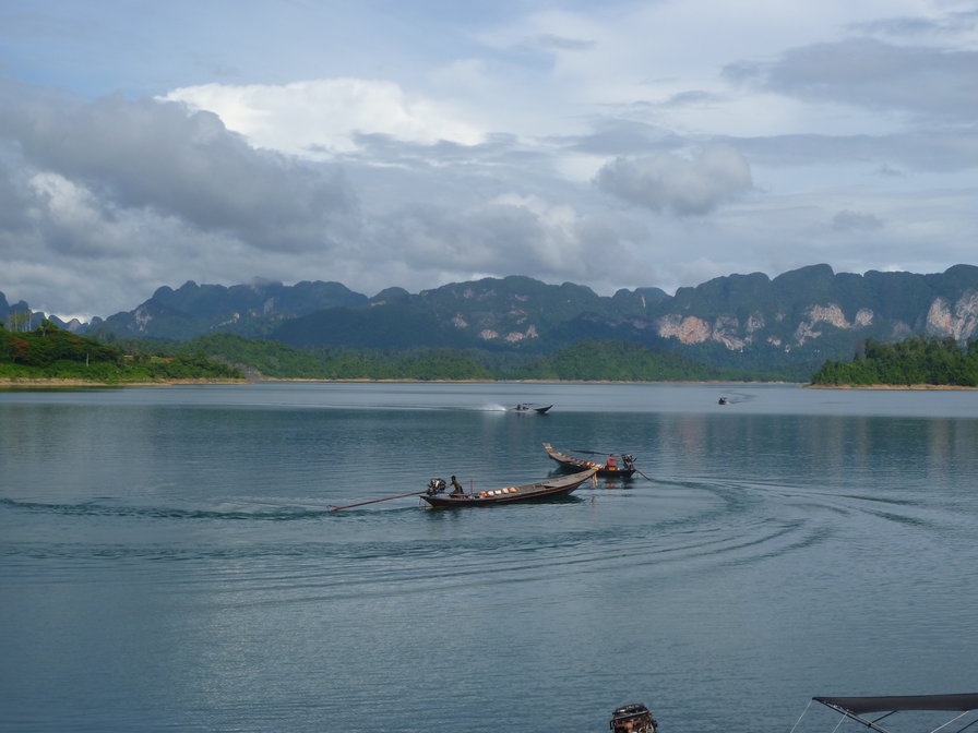 озеро - тайланд, озеро, природа, лодки, вода - оригинал