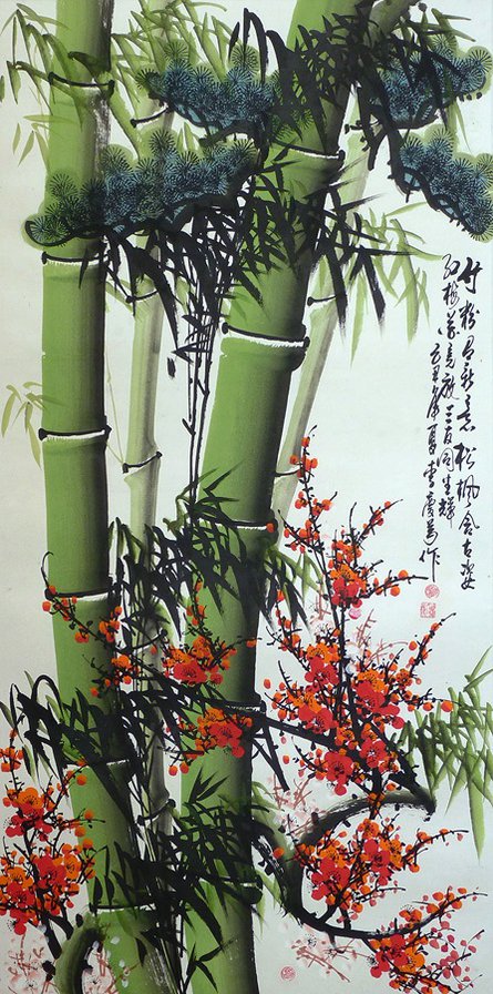 пано бамбук - пано, природа, цветы - оригинал