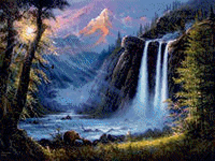 водопад - лес, лето, водопад - предпросмотр