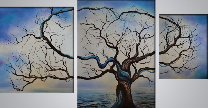 дерево триптих - триптих, абстракция, дерево - оригинал