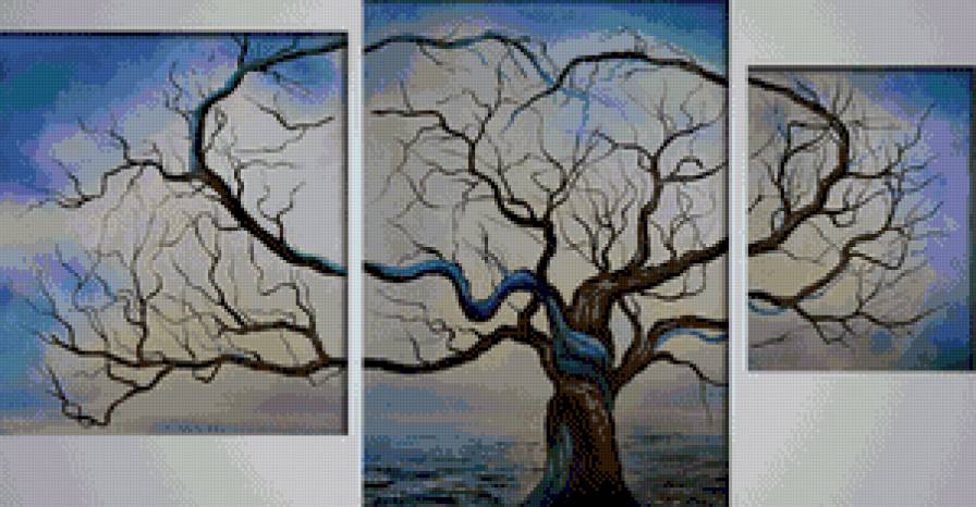 дерево триптих - триптих, дерево, абстракция - предпросмотр