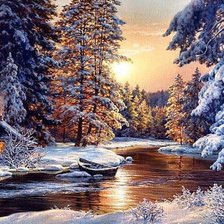 Схема вышивки «3имний лес»