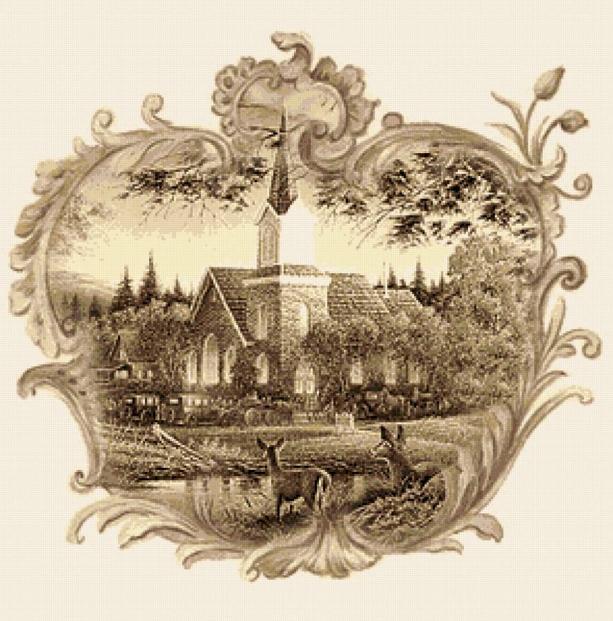 Серия "Пейзажи": Пейзаж в ретро-стиле -2 - предпросмотр