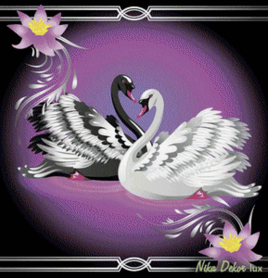 панно-лебеди - цветы, лебеди - предпросмотр