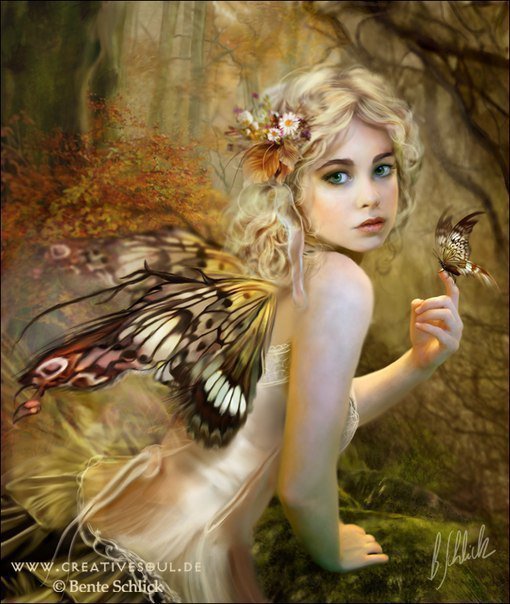 Девочка-бабочка - девочка, лес, бабочка, природа - оригинал