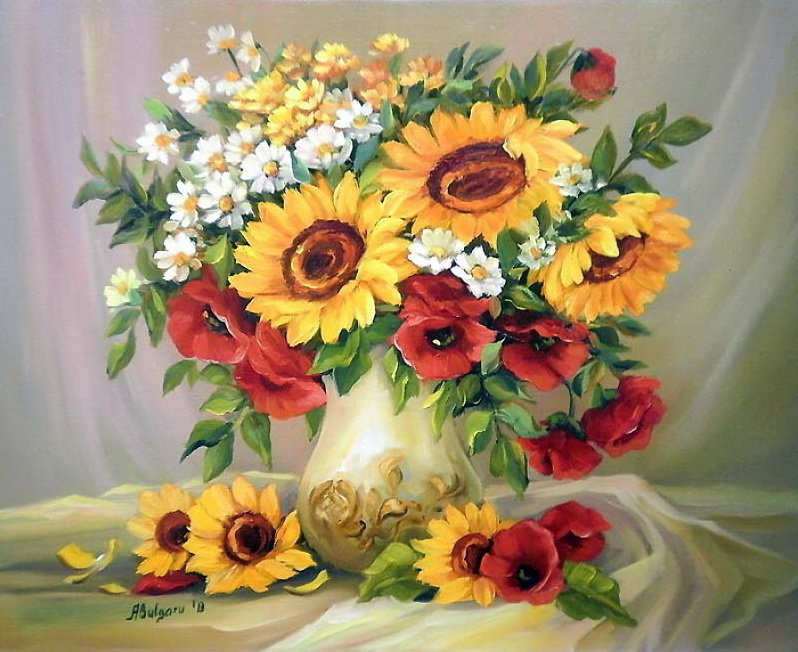 Подсолнухи и маки - подсолнухи - оригинал