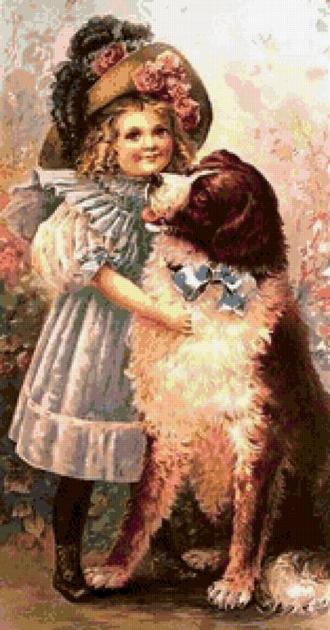 верный друг - собаки, дети, животные, картина - предпросмотр