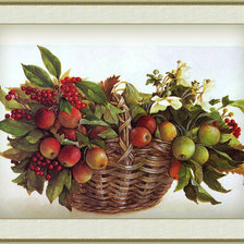 Оригинал схемы вышивки «яблоки в корзине Ф» (№668824)
