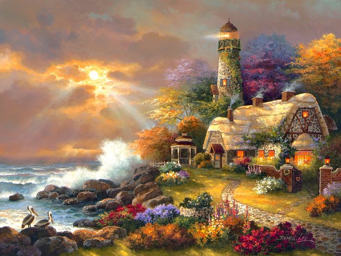 Маяк - живопись - оригинал