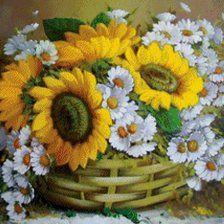 Схема вышивки «подсолнухи с ромашками»