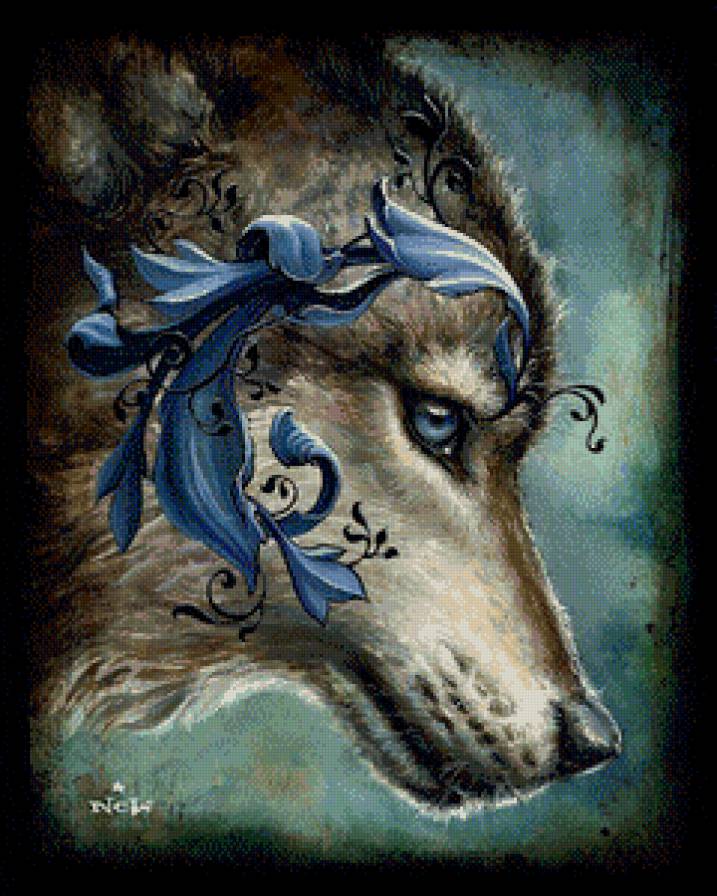 Волк - цветы, волк, животные - предпросмотр