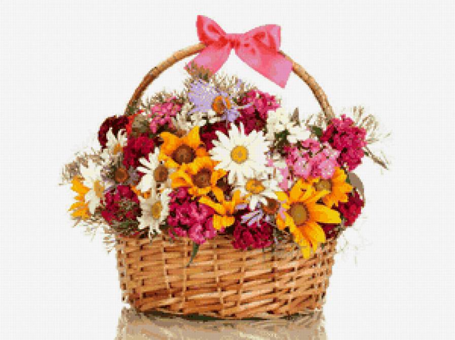 Серия "Цветы": Букет в корзинке - предпросмотр