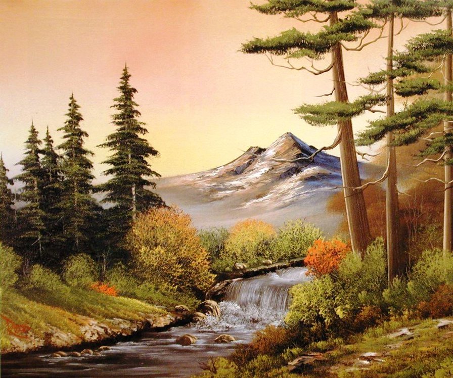 горный ручей - природа, горы, лес, пейзаж, ручей, осень - оригинал