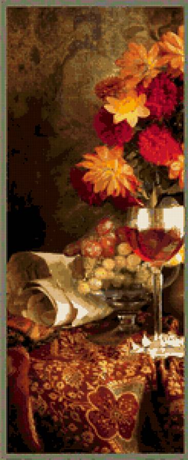 натюрморт часть-1 - цветы, натюрморт, виноград, диптих - предпросмотр