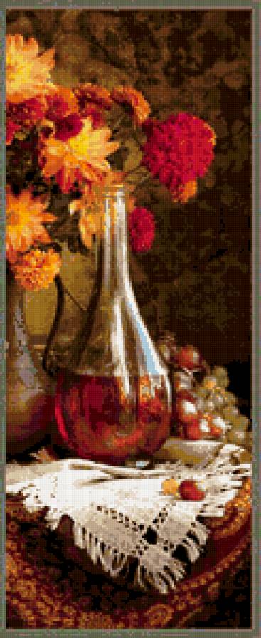 натюрморт часть-2 - цветы, виноград, натюрморт, диптих - предпросмотр