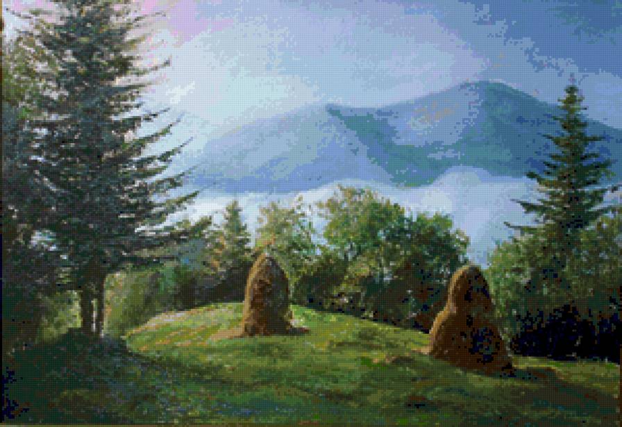 горный пейзаж - живопись - предпросмотр