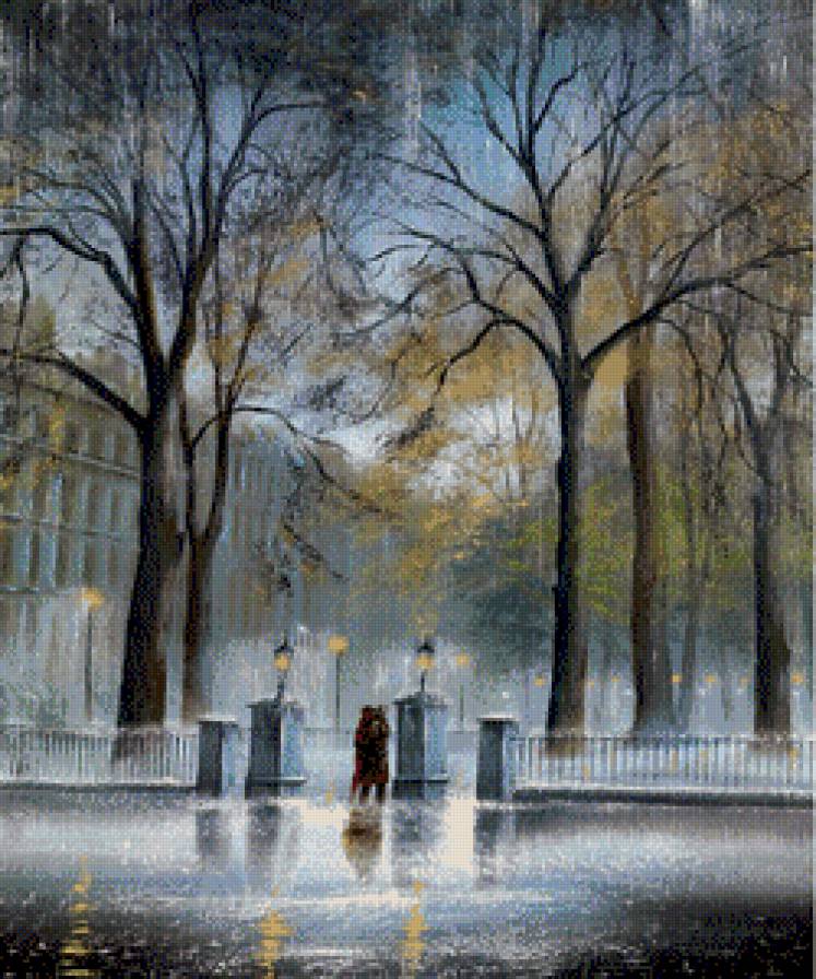 дождь - дождь, любовь, пейзаж, пара - предпросмотр