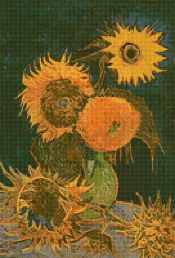 Ваза с пятью подсолнухами (Ван Гог) - предпросмотр