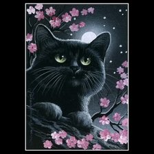 Оригинал схемы вышивки «Черный кот» (№672649)