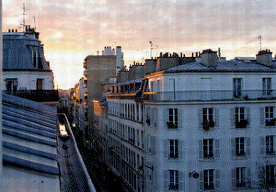 Париж - город, франция, дома, закат, париж - предпросмотр