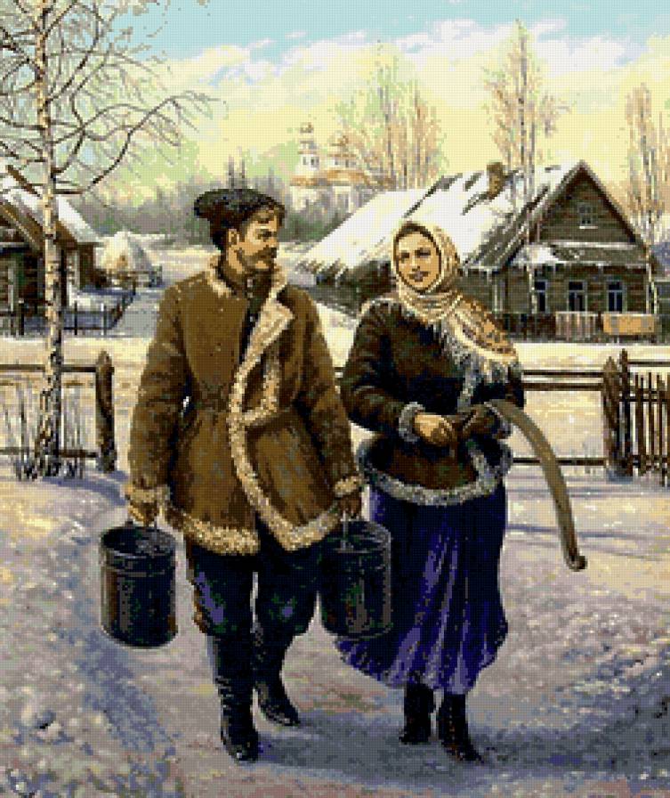 казачий край - влюбленные, двое, пейзаж, пара, картина - предпросмотр