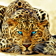 Схема вышивки «леопард с синими глазами»