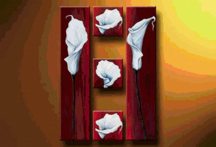 Цветы - сегментированные картины - предпросмотр