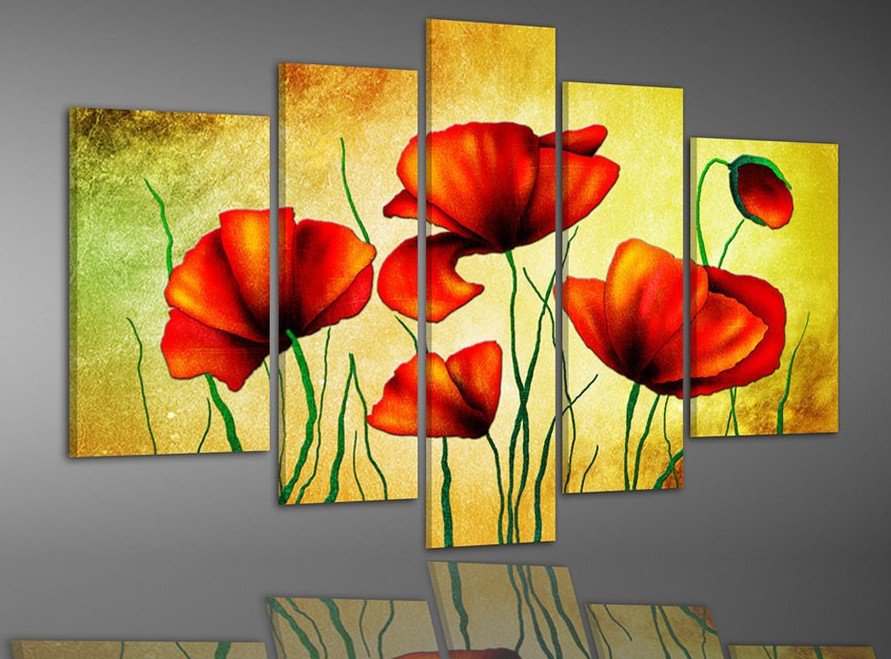 Маки - сегментированные картины - оригинал