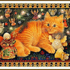 Оригинал схемы вышивки «новогодний кот» (№675111)