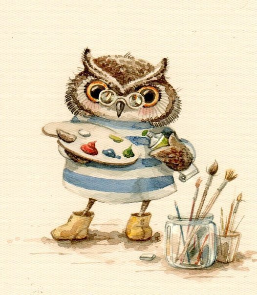 Сова-художник - сова, птицы - оригинал