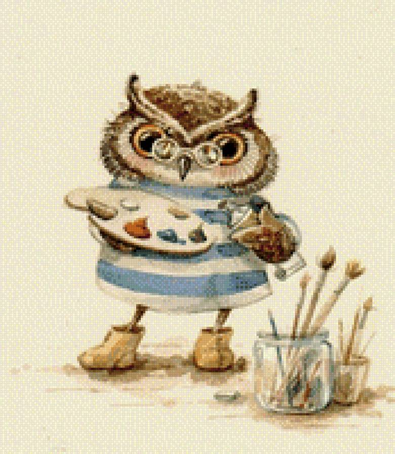 Сова-художник - сова, птицы - предпросмотр