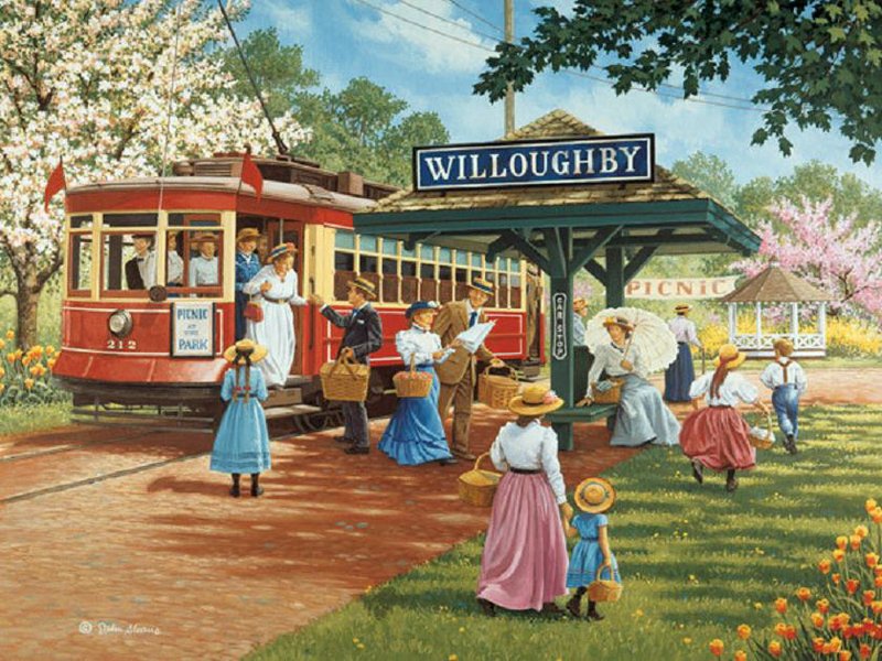 люди - день, трамвай, прогулка, лето - оригинал